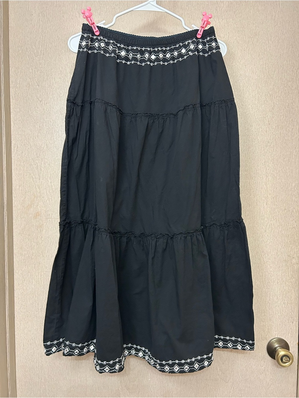 West End - 100% Cotton Boho Mirror Maxi Skirt - Size S